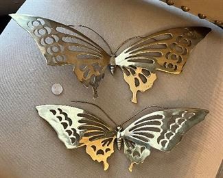 Set of 2 Heavy, High End Brass Butterflies- $36