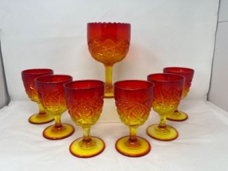 Luscious Tangerine MCM Goblets with Compote Tangerine Bowl