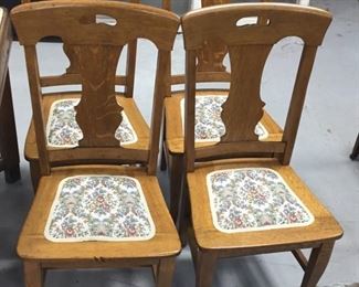 4 Antique Tiger Oak Chairs