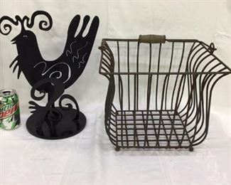 Metal yard art & metal basket