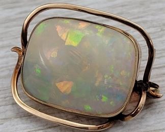 Fire opal brooch