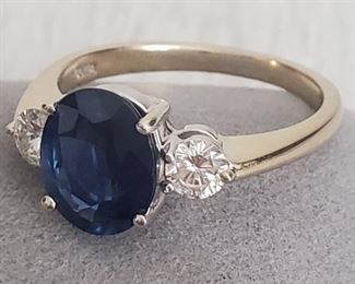 Sapphire two tone yellow and white gold ring