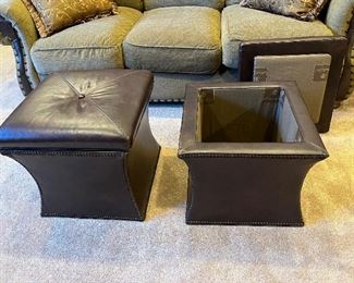 Durham Furniture leather storage ottomans 20" x 20" x 19"H