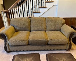 Taylor King upholstered sofa 88"W x 34"D x 38"H with 19" seat height 
