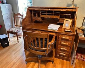 Vintage Bankers Desk and Office Chair