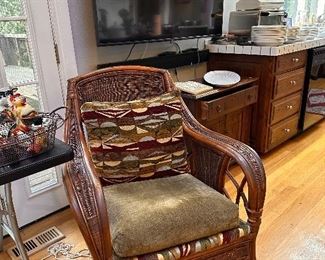 Vintage Wicker Wood Rocking Chair