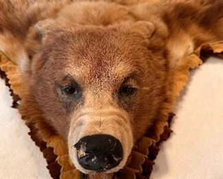 Antique Juvenile Brown Grizzly Bear Accent Rug