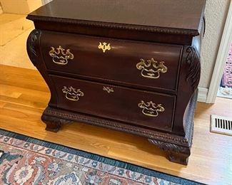 Century Furniture Wood Bedside Table with Brass Gold Handles