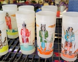 Famous Oklahoma Indians Knox Oil company glassware