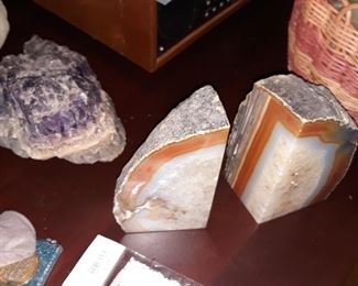 Geod  bookends  and other rocks ameth