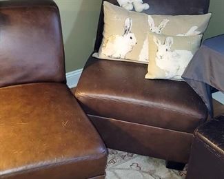 Leather slipper chairs