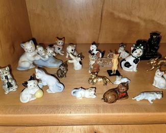 Collection of vintage miniature cat figurines