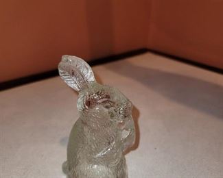 Vintage glass rabbit candy container
