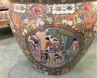 One of two beautiful planters used as the base of the coffee table glass