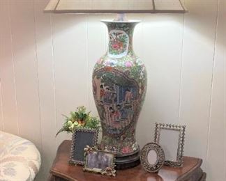 One of two extra large Asian lamps