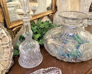 Silverplate and cut glass pieces