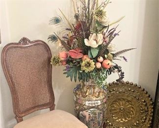One of the guest dining chairs; large vase