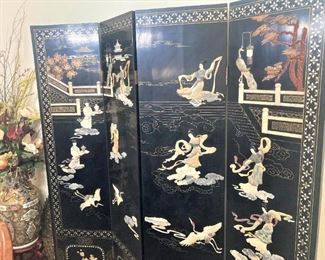 Four panel Asian soapstone room divider