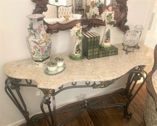 Metal and marble console table