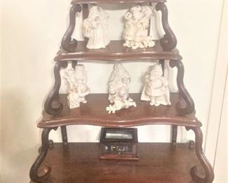 Antique 6-tier shelf; Lenox Santa collection