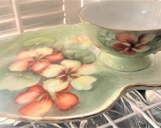 One of several hand-painted plates & bowls