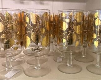 Exceptional Georges Briard glassware with gold-leaf