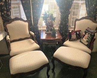 Matching armchairs and ottomans