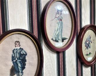 Needlepoint in oval frames