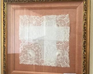 Framed and matted lace