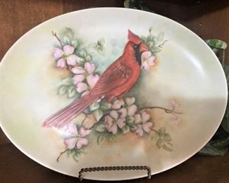 Hand-painted cardinal plate