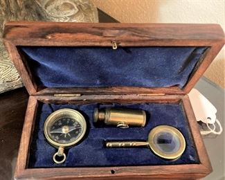 Unique vintage brass miniature nautical set