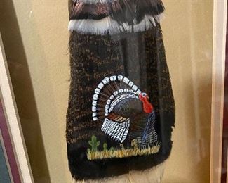 "Solid Gould".....framed & hand-painted turkey feather!