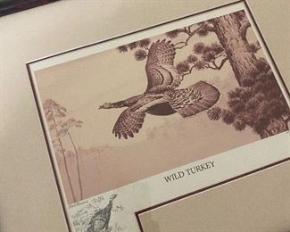 UNUSUAL  framed wild turkey print!