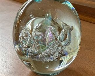 Signed Blown Glass Paperweight