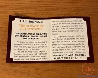 F. LLI JANNUZZI Hand Made Inlaid Wood Box