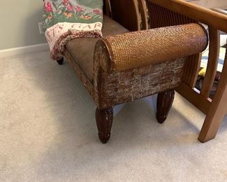 PULASKI Furniture Rolled Arm Bench with Leather Cushion