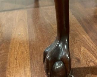 Antique Ball and Claw Foot Desk with Leather Inlay