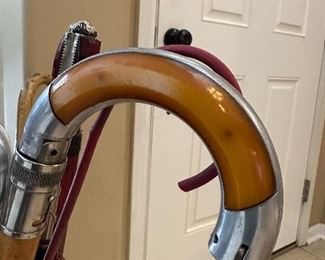 Vintage Stool Cane with Bakelite Inserts