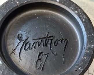 SHELDON GANSTROM Signed Raku Art Pottery with Crackle Glaze