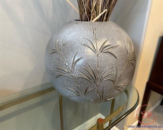 Large Oval Vase with Bamboo Motif