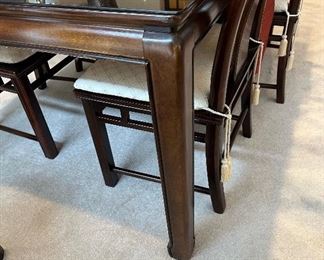 White Furniture Mahogany & Burl Mandarin Ming Dining Room Table Set