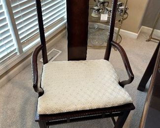 White Furniture Mahogany & Burl Mandarin Ming Dining Room Table Set