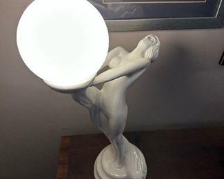 Art Deco Nude Figural Ceramic Lamp
