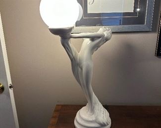 Art Deco Nude Figural Ceramic Lamp