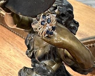 14K Gold Sapphire and Diamond Cocktail Ring