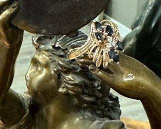 14K Gold Sapphire and Diamond Cocktail Ring