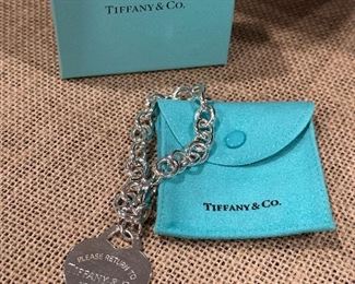 Tiffany & Co Sterling Silver Heart Charm Bracelet
