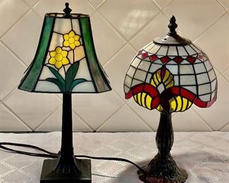 (2) Stained Glass Table Lamps - (1) Daffodil And (1) Made In USA