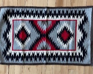 Navajo Hand Woven Vintage 24" X 37" Wool Rug
