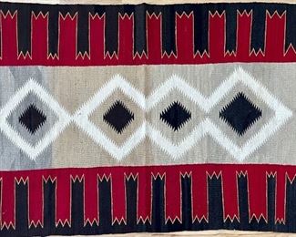 Navajo Vintage 45" X 74" Hand Woven Wool Rug (as Is)